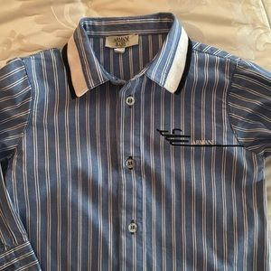 Armani baby shirt blouse white navy long/ short sleeve like new button down